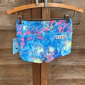 FLEO women’s XS athletic/gymnastics/tumbling shorts Pink Ocean NWT